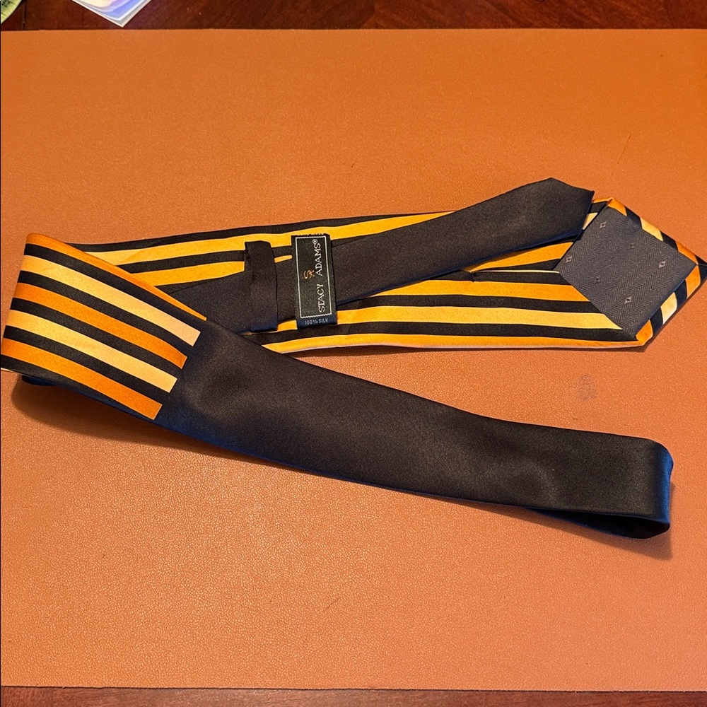 Stacy Adams Orange and Black Silk Tie - Picture 10 of 11